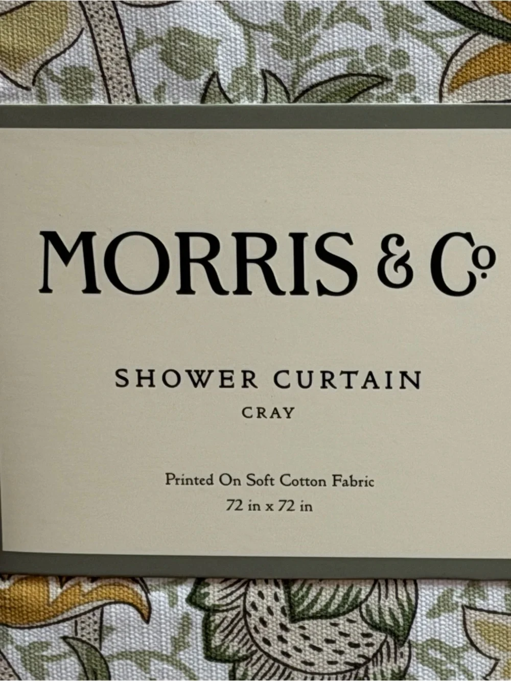 Morris & Co. NWT Cray Floral Cotton Shower Curtain Cream Brown & Green 72